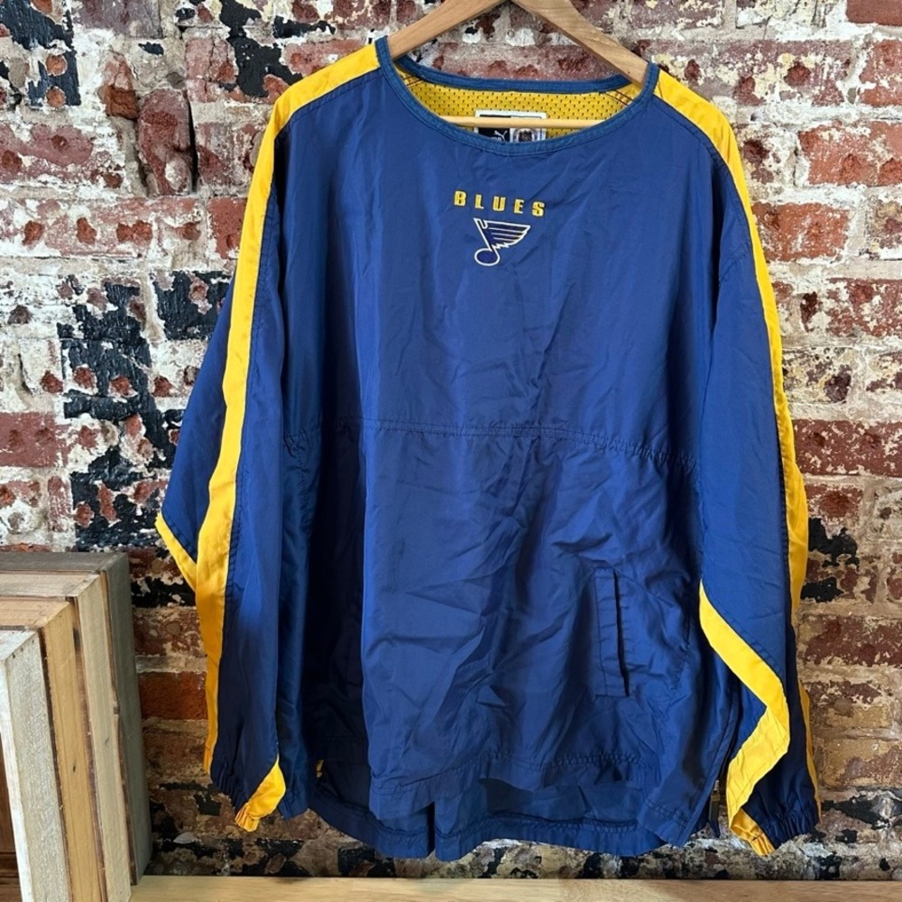 VTG 90s Y2K Puma NHL Blues Hockey Pullover Windbreaker Jacket XL